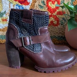 Karston Leather & Mixed Knit Bootie Size 38/7.5